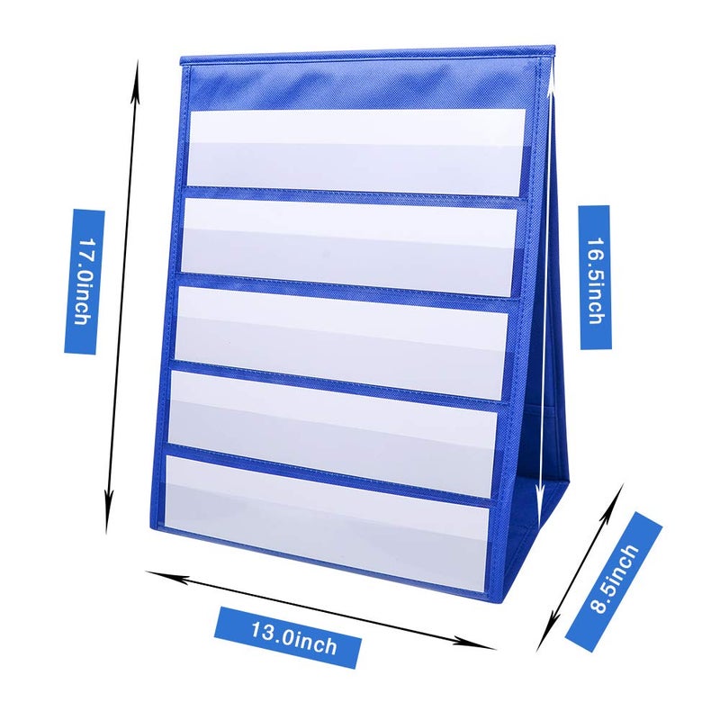 WIWAPLEX Double Sided Desktop Pocket Chart, 17 x 13inch Self-Standing Tabletop Desktop Pocket Chart with Bonus 20 Dry Erase Cards for Classroom/Home/Office - Image 2